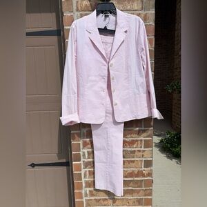 Ralph Lauren Pink Textured Blazer and Pants Set size 10